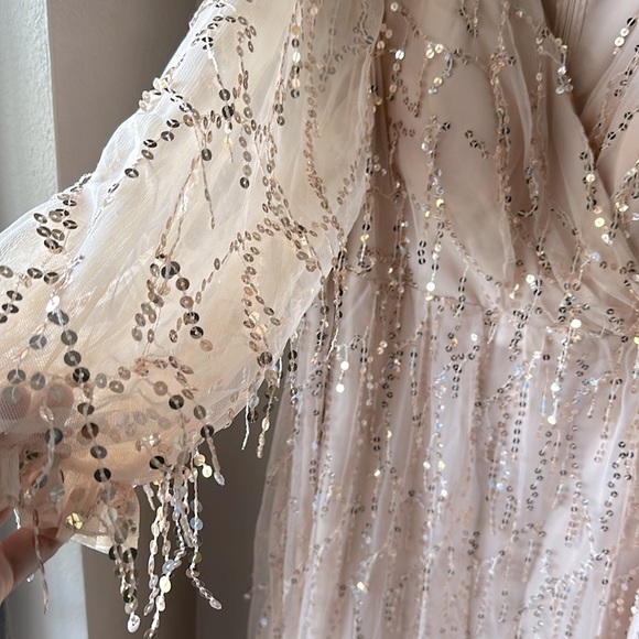 NWOT Pink Sequin Plus Size Long Sleeve Formal Gown - Picture 8 of 10